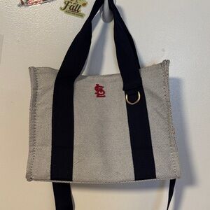 Gray and Black Tote Bag with Red Logo